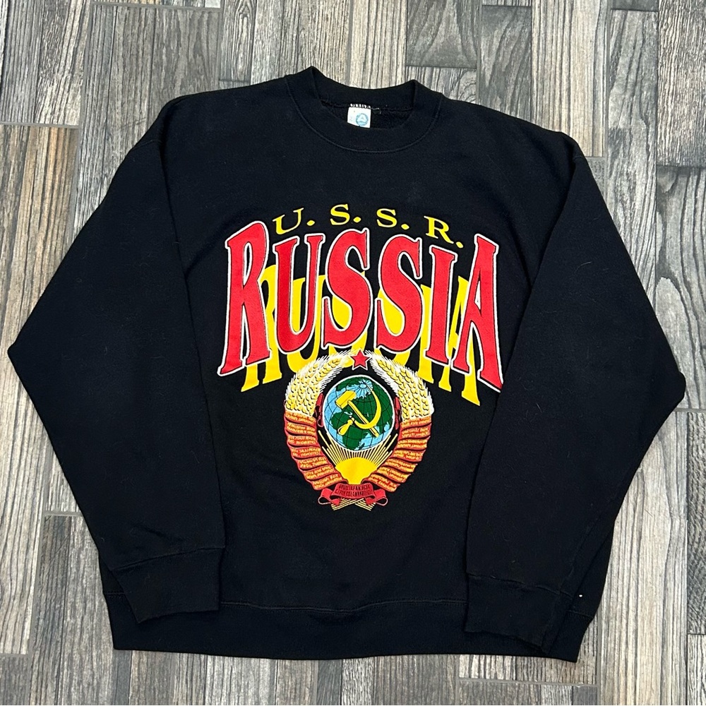 🔥🔥 Vintage 80s U.S.S.R. Russia Graphic‎ Crewneck Sweatshirt Size Large - EUC